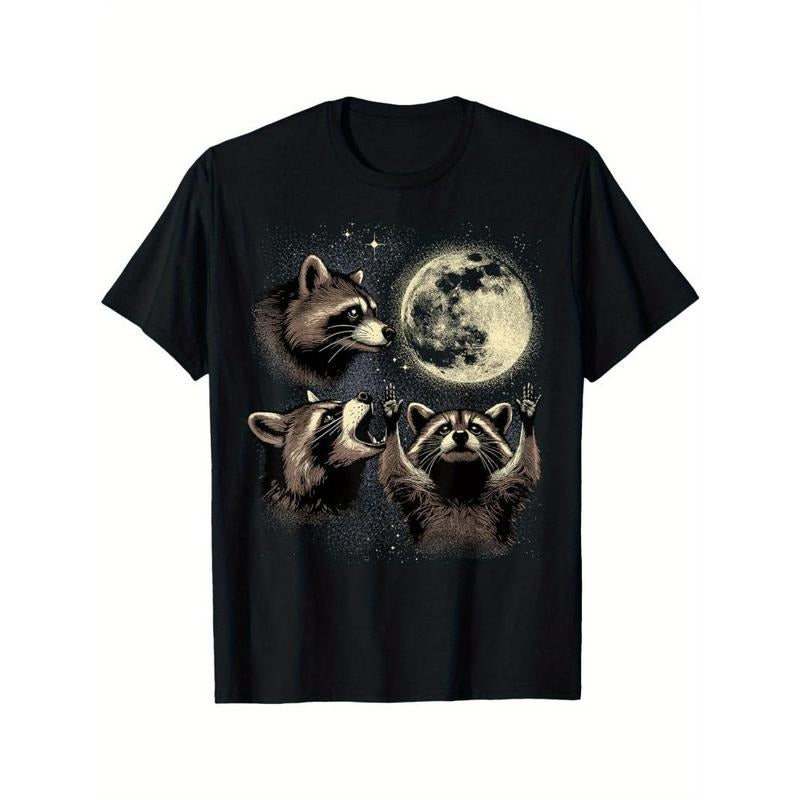 Tree raccoon moon shirt raccoon on the moon panda mens t shirt Made in USA Hoodie, Sweatshirt | TeeBloomCo.com