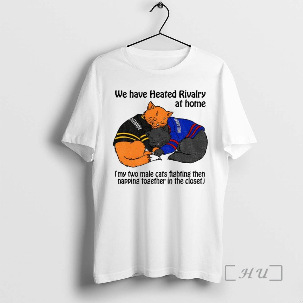 Trending Cats We Have Heated Rivalry At Home My Two Male Cats Fighting Then Napping T-Shirts, Hoodie, Sweatshirt