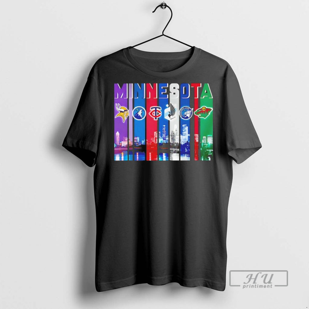 Trending Minnesota Vikings Twins Wild Timberwolves United Fc Skyline City Graphic Tee Shirts Sweatshirt Hoodies