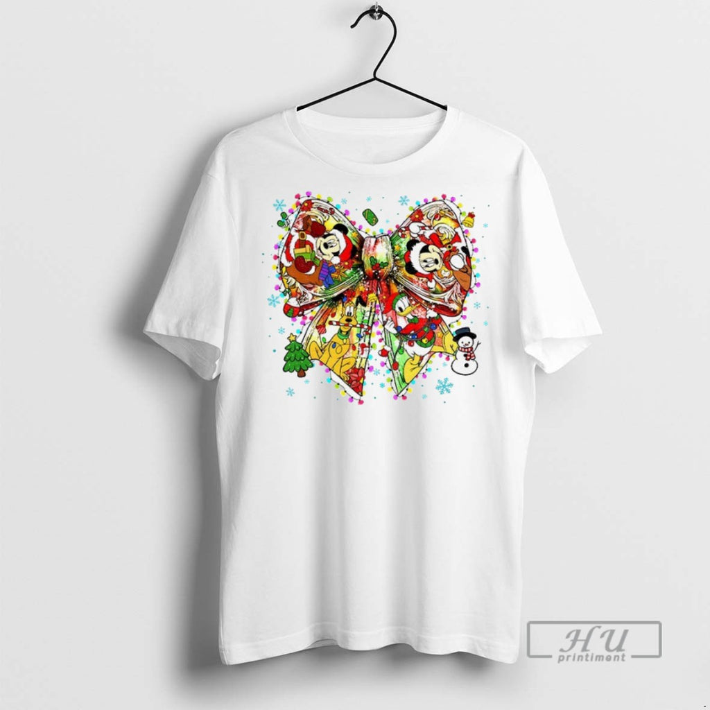 Trending Mouse And Friends Christmas Coquette Bow Merry Christmas 2025 Graphic Tee Shirts Sweatshirt Hoodies
