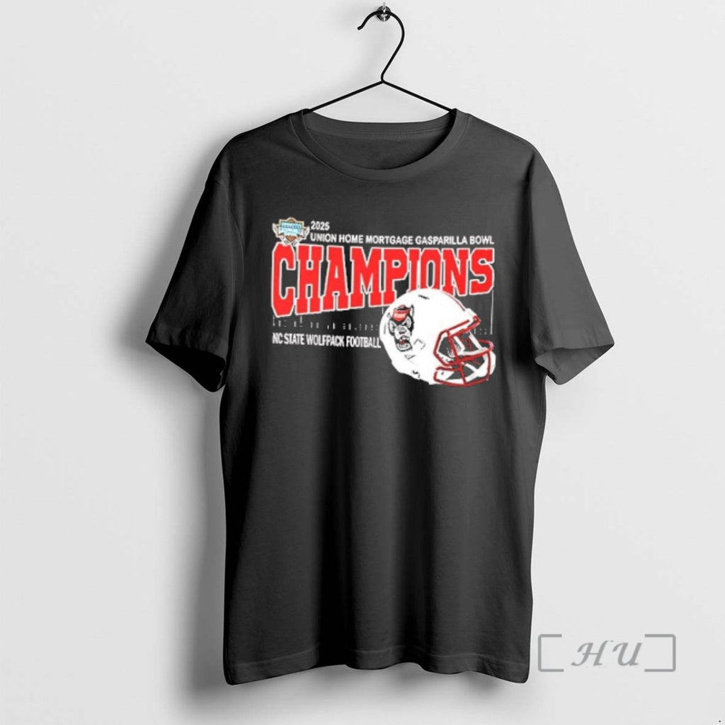 Trending Nc State Wolfpack 2025 Union Home Mortgage Gasparilla Bowl Champions Mascot 2 Sided Premium T-Shirts, Hoodie,...