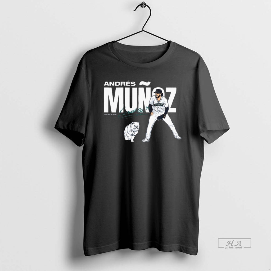 Trendy Andres Munoz Seattle Mariners Mlb Slash Line Signature Painting