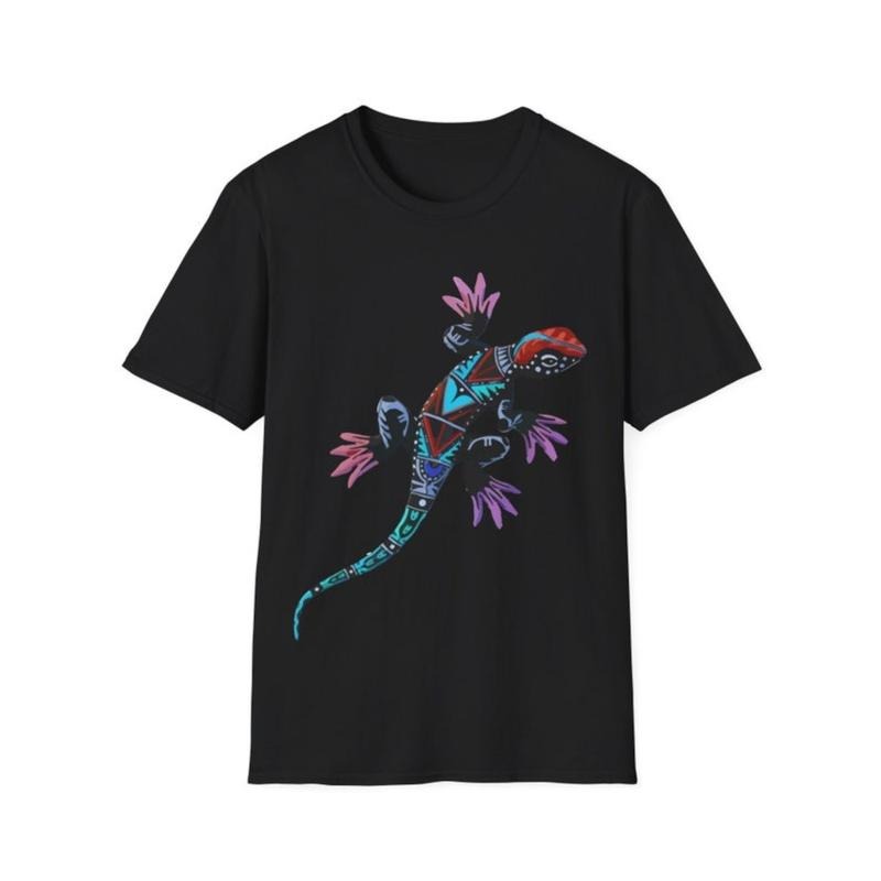 Tribal Lizard T-Shirt, Australia T-Shirt, Personalised Lizard T-Shirt, colourful lizard t-shirt, Indigenous art gecko,...