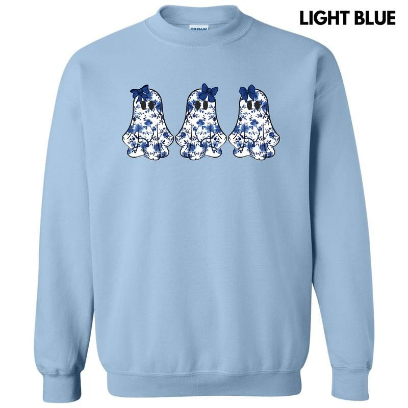 Triple Blue Floral Ghosts Sweatshirt 'NLB' T-Shirts, Hoodie | TeeBloomCo.com
