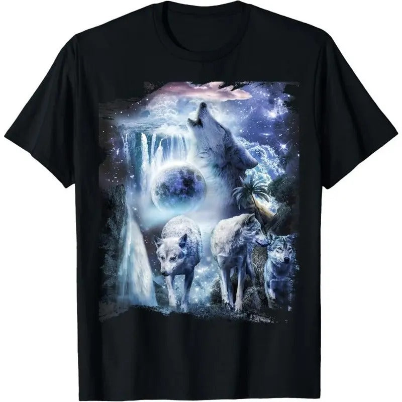 Tropical Wolves Wolf Howling At Moon T-Shirt Hoodie, Sweatshirt | TeeBloomCo.com