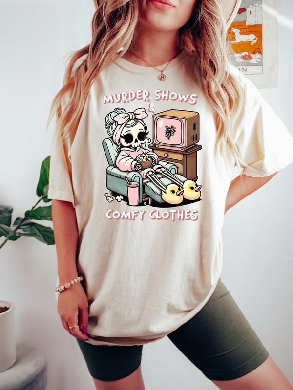 True Crime Shirt for Women, I Like Murder Shows Comfy Clothes Tshirt for True Crime Junkie, Funny True Crime Gift True...