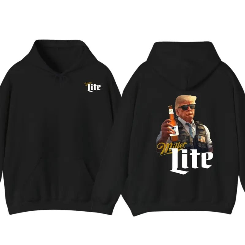 Trum MAGA Cheers With Lite Beer Hoodies, T-Shirt, Chillin Like Trum, Lite Beer Lover Sweatshirt | TeeBloomCo.com