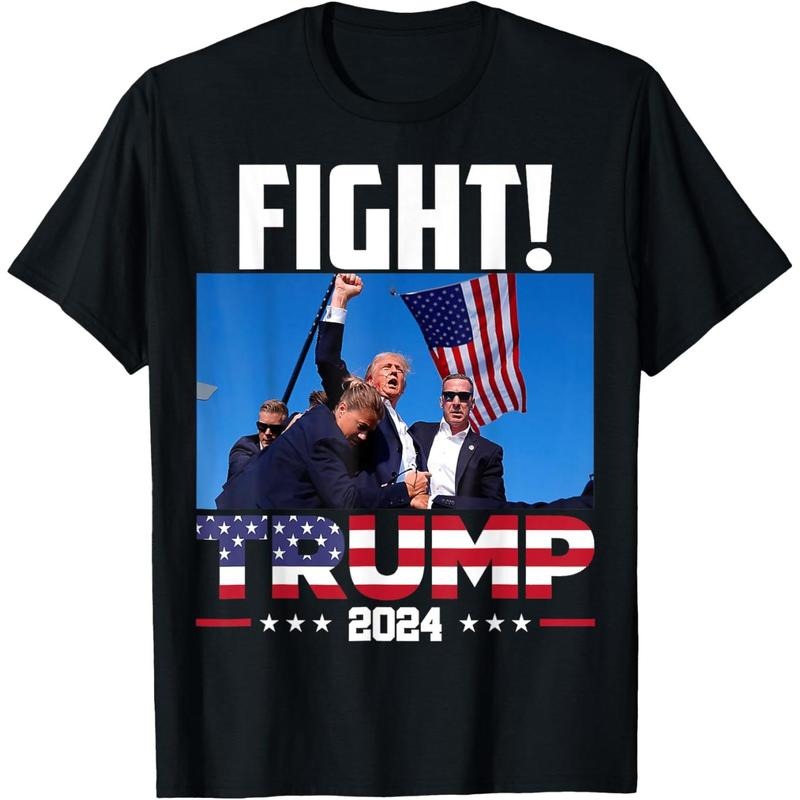 Trump 2024 Fight Fist Rally Trump Rally 2024 American Flag T-Shirt made in usa Hoodie, Sweatshirt | TeeBloomCo.com