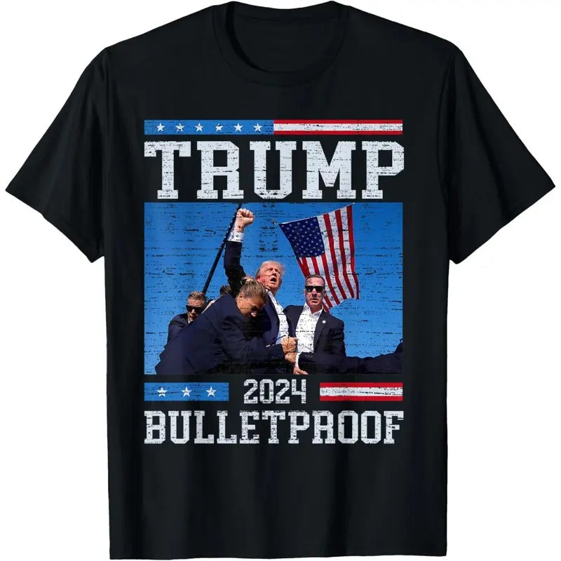 Trump Bulletproof Fight Fist Legend Donald Trump 2024 T-Shirt made in usa Hoodie, Sweatshirt | TeeBloomCo.com