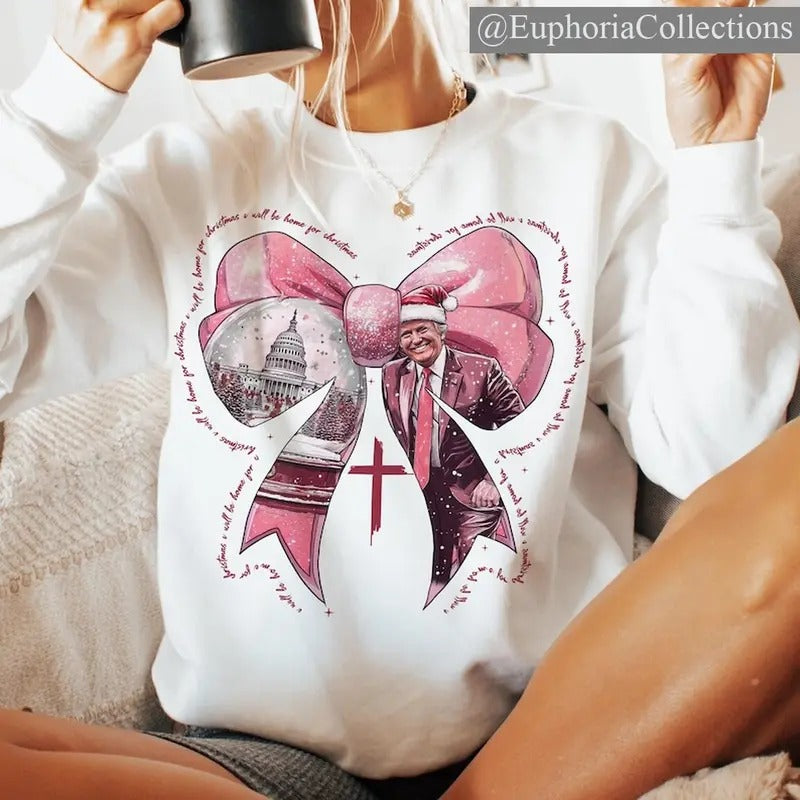 #Trump I'll Be Home for Christmas Sweater, Hoodie, Tee, Meme Cringe Cute #Trump Christmas T-Shirt , Global Trending...