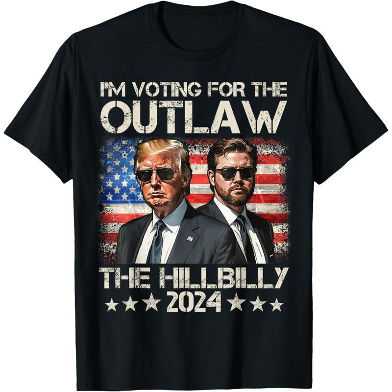 Trump I'm Voting For The Outlaw And The Hillbilly 2024 trump T-Shirt made in usa Hoodie, Sweatshirt | TeeBloomCo.com