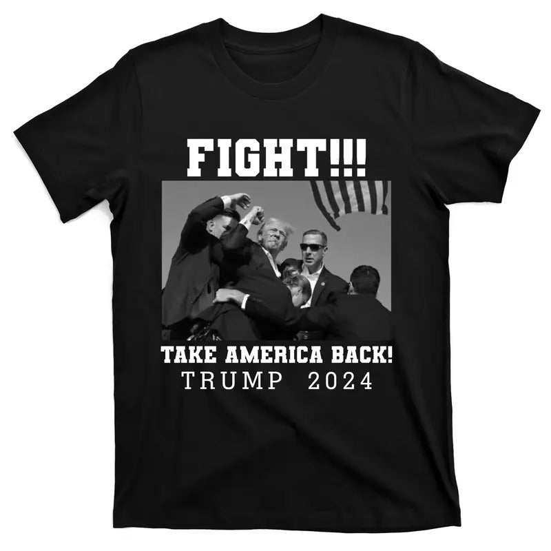 Trump Shot Fight For America Take America Back Trump 2024 T-Shirt Hoodie, Sweatshirt | TeeBloomCo.com