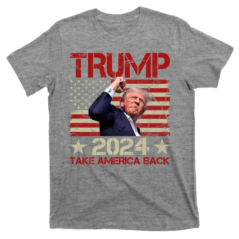 Trump Take America Back Fist Pump Shot Rally 2024 T-Shirt Hoodie, Sweatshirt | TeeBloomCo.com