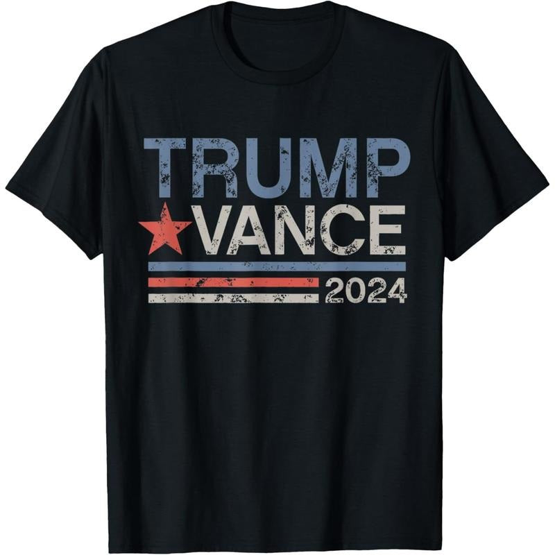 Trump Vance 2024 Retro Stripe Trump JD Vance T-Shirt made in usa Hoodie, Sweatshirt | TeeBloomCo.com