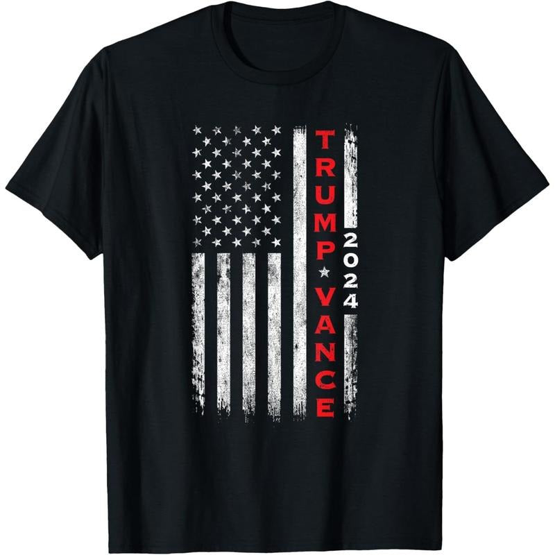 Trump Vance 2024 Vintage Subdued Vertical Flag T-Shirt made in usa Hoodie, Sweatshirt | TeeBloomCo.com