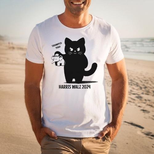 Trumped You! Harris Walz 2024 unisex t-shirt, Softstyle T-Shirt, funny harris tees with black cat and elephant, harris...