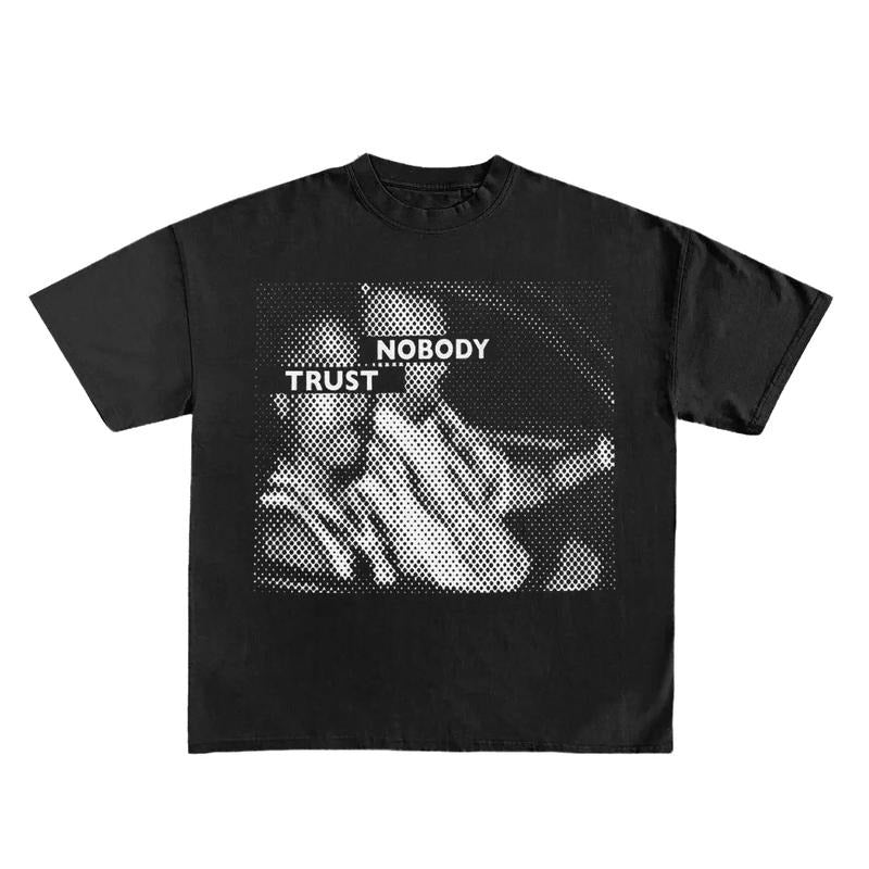 Trust Nobody Print Short Sleeve Graphic Unisex T-Shirt Casual Menswear Top Man Tshirt Streetwear Tropical Crewneck...