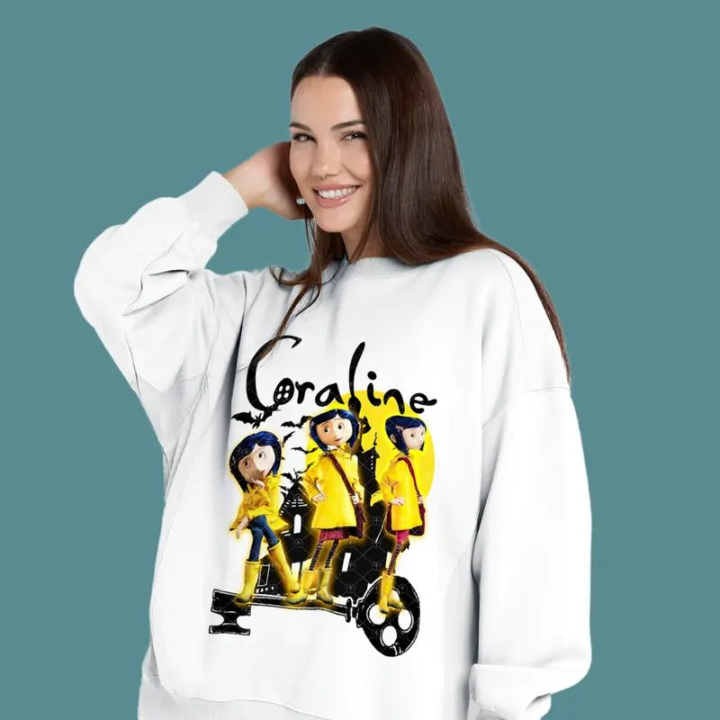 Coraline sweatshirt/Hoodie/Tshirt, Funny circus Corr.aa.lineee sweatshirt,  Spooky movie Hoodie, Doll TShirt, Movie Retro...