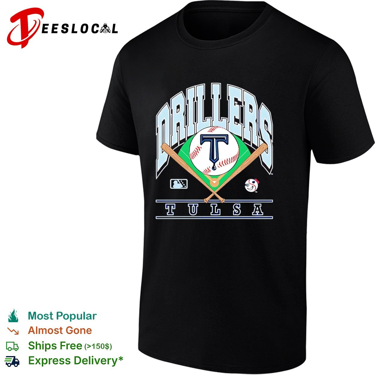 Tulsa Drillers Baseball Logo and Oil Rig shirt