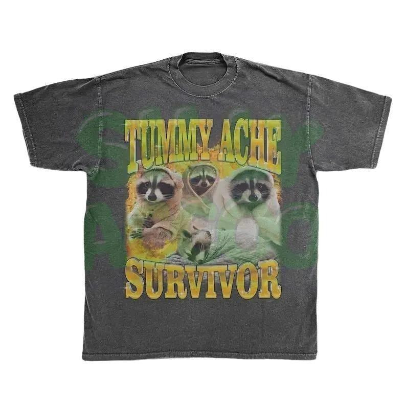 Tummy Ache Survivor Shirt | Funny Raccoon Meme Tee | Trash Panda Tee | 90s Aesthetic Retro Shirt | Ironic Raccoon Shirt |...