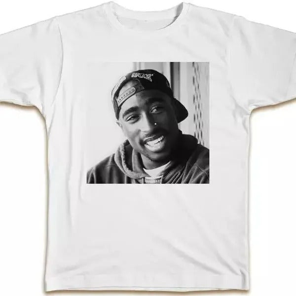 Tup@c Smiling T-Shirt, Cool Designer Retro 2pac Hip Hop Present Mens Birthday Tshirt Hoodie, Sweatshirt | TeeBloomCo.com
