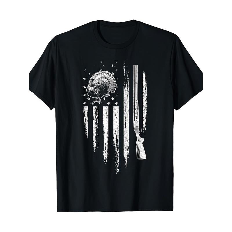 Turkey Hunting American Flag Thunder Chicken Gift Hunter T-shirt - 220g made in usa Hoodie, Sweatshirt | TeeBloomCo.com