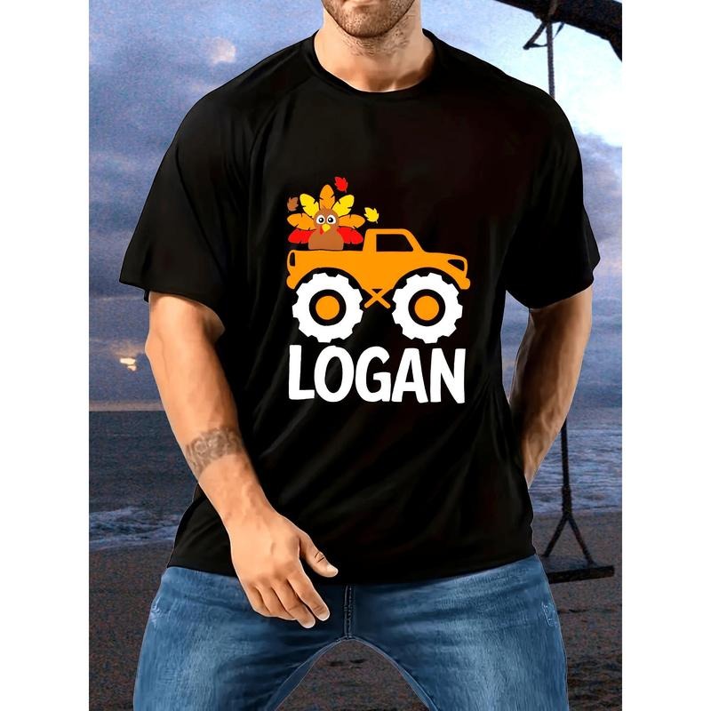 Turkey Monster Truck T-Shirt, Thanksgiving T-Shirt, Men'S Thanksgiving T-Shirt, Autumn Men'S Tops 220G made in usa...
