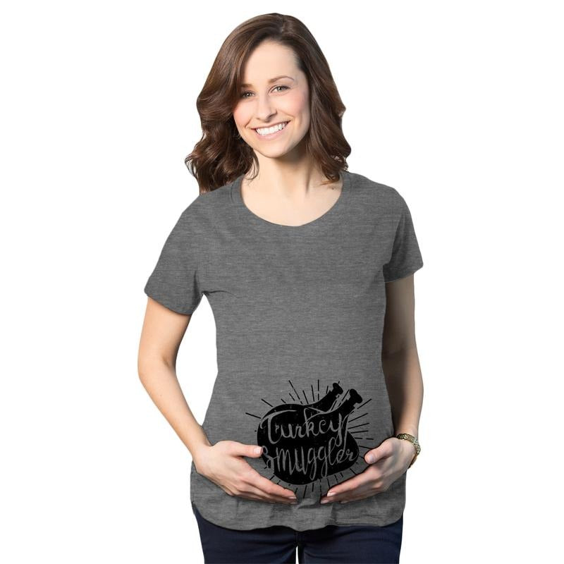 Turkey Smuggler T shirt Funny Thanksgiving Maternity Shirt Pregnancy New Baby Tee Funny Graphic Maternity Tee Cute...