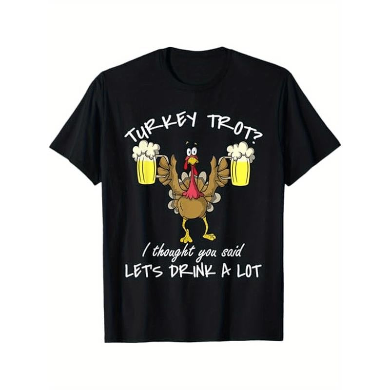 Turkey Trot Drink a Lot Thanksgiving Day 5k Run Beer T-Shirt, 100% Cotton, Halloween Thanksgiving Christmas Gift for Men...
