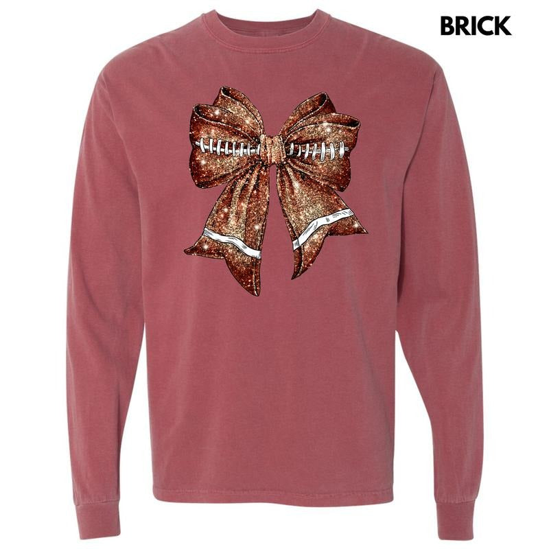 Twinkle Football Bow Long Sleeve Comfort Colors T-Shirt 'NLB' Hoodie, Sweatshirt | TeeBloomCo.com