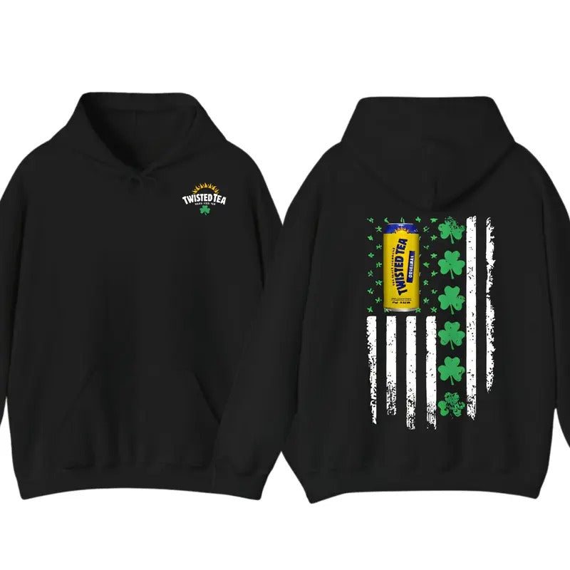 Twisted Tea Flag With Shamrocks For St. Patrick's Day Hoodie T-Shirt , Unisex Shirt Sweatshirt | TeeBloomCo.com