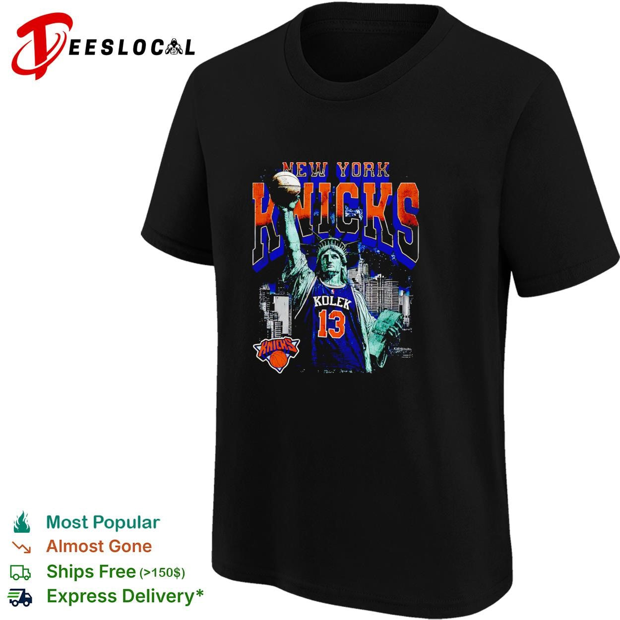 Tyler Kolek 13 New York Knicks Statue of Liberty skyline basketball shirt