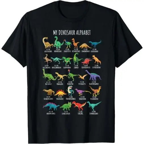 Types Of Dinosaurs Alphabet A-Z ABC Dino Identification Short Sleeve T-Shirt Made in USA Hoodie, Sweatshirt | TeeBloomCo.com