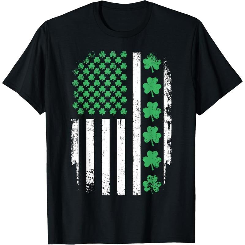 US American flag with shamrocks for St Patricks day T-Shirt Hoodie, Sweatshirt | TeeBloomCo.com