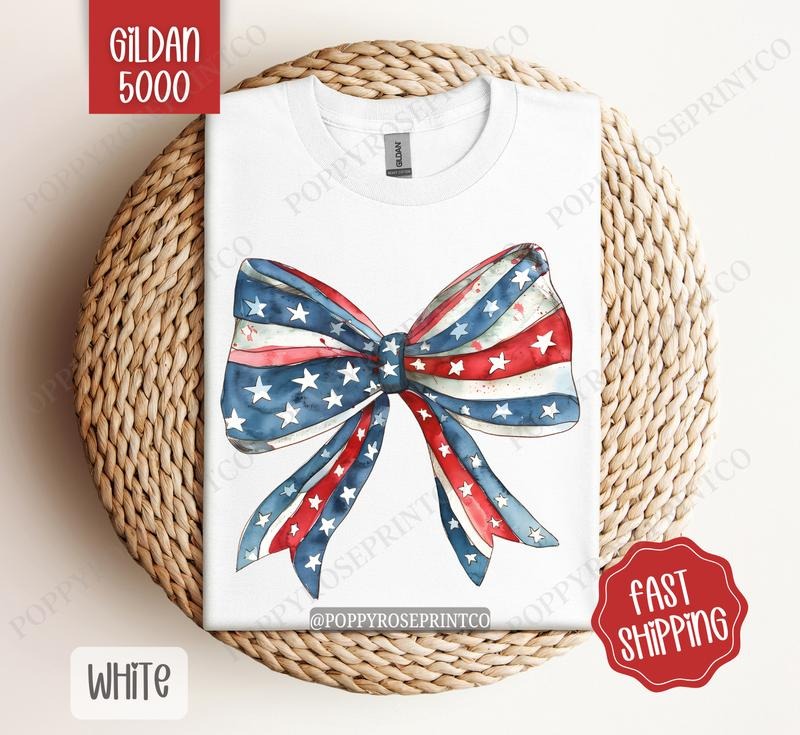 USA Bow Shirt Gildan Tshirt, America Bow Shirt for July 4th, Memorial Day Shirt, USA Shirt, Election Shirt, Patriotic Bow...