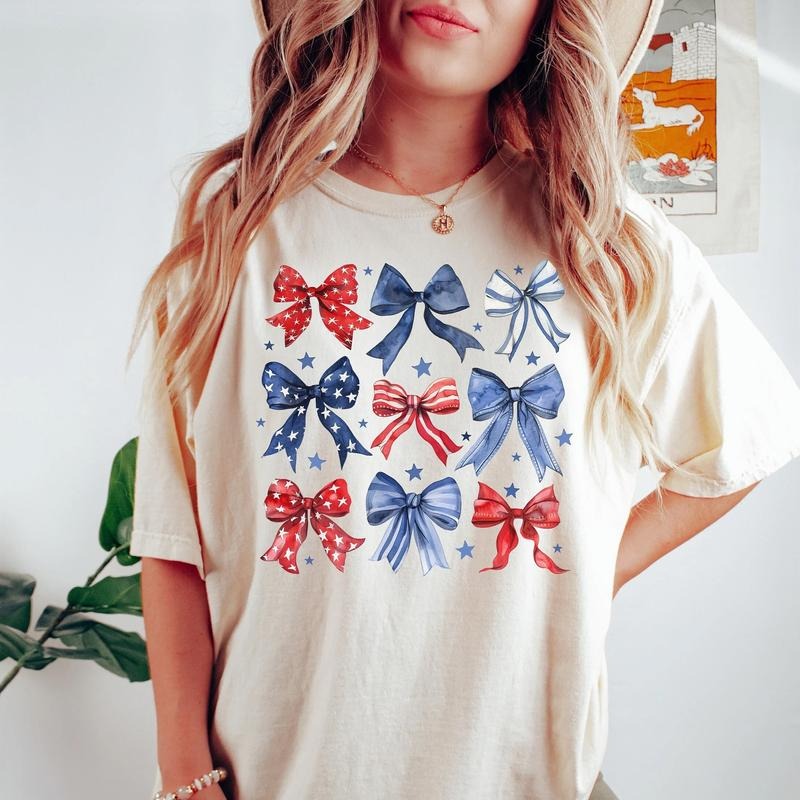 USA Shirt, 4th of July Shirt, Red White and Blue, Coquette Fourth of July Shirt, USA Graphic Tee, Trendy 4th of July,...
