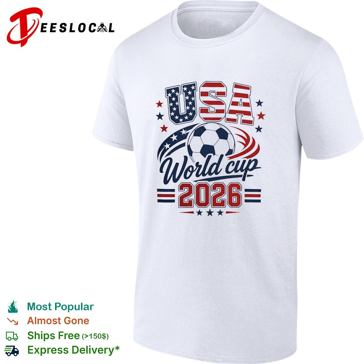 USA World cup 2026 soccer ball and national flag shirt