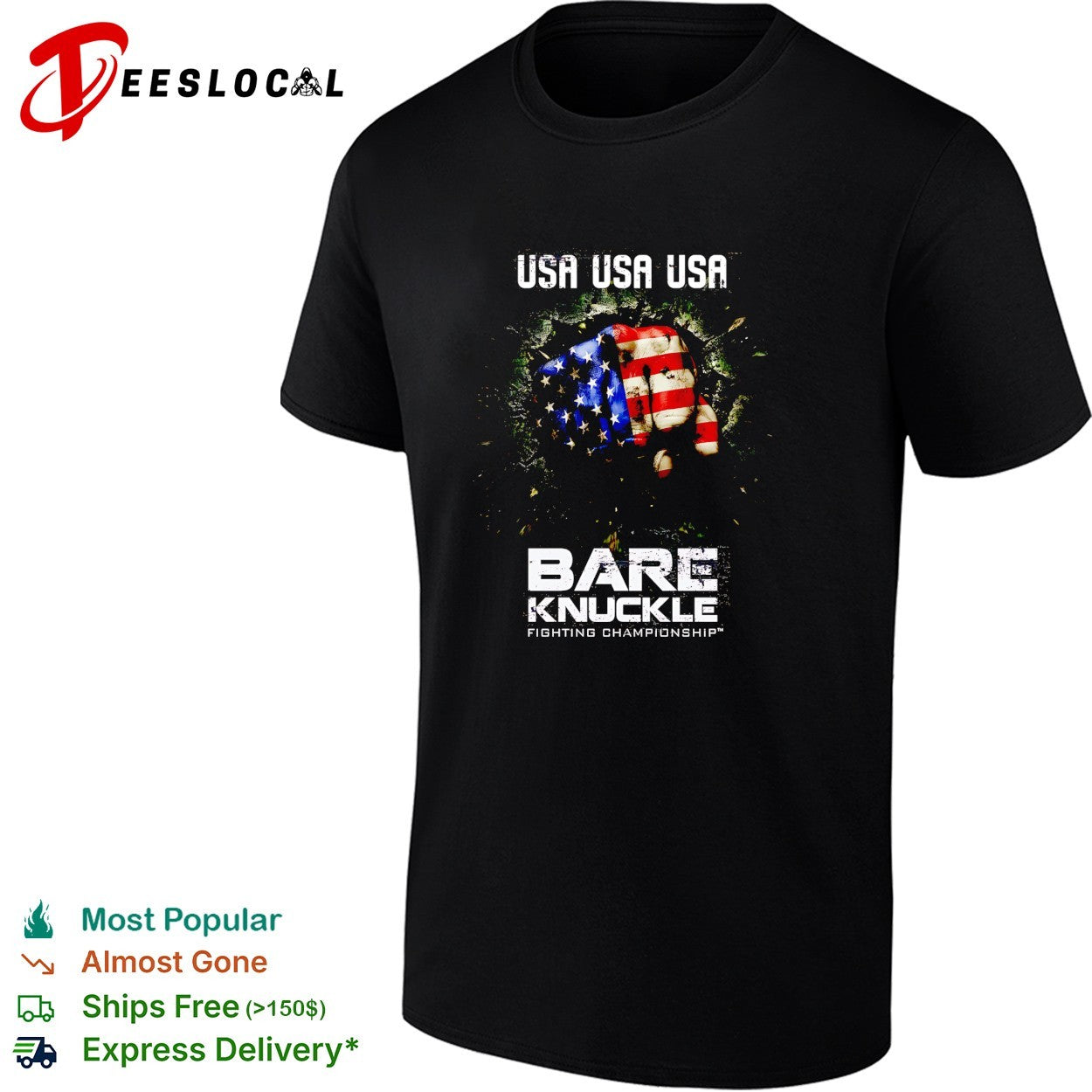 USA fist American flag bare knuckle fighting championship shirt