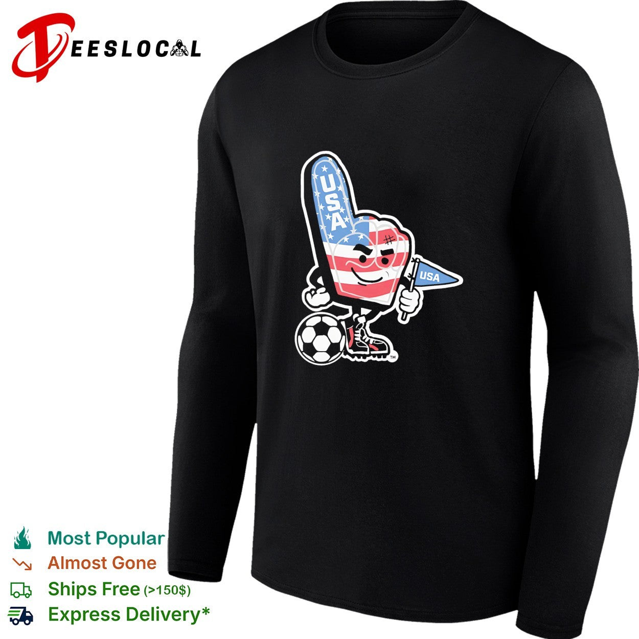 USA foam finger soccer mascot patriotic fan World Cup shirt