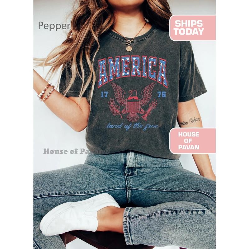 USA shirt, Summer BBQ t-shirt, Red White and Blue, America Tee,Women's 4th of July, Fourth of July Shirt T-Shirt, 1776...