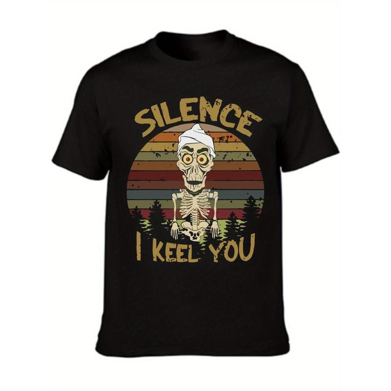 Unique Silence I Keel You Graphic Print Black Crew Neck T-Shirt for Men - Comfortable Casual Wear with Short Sleeves and...