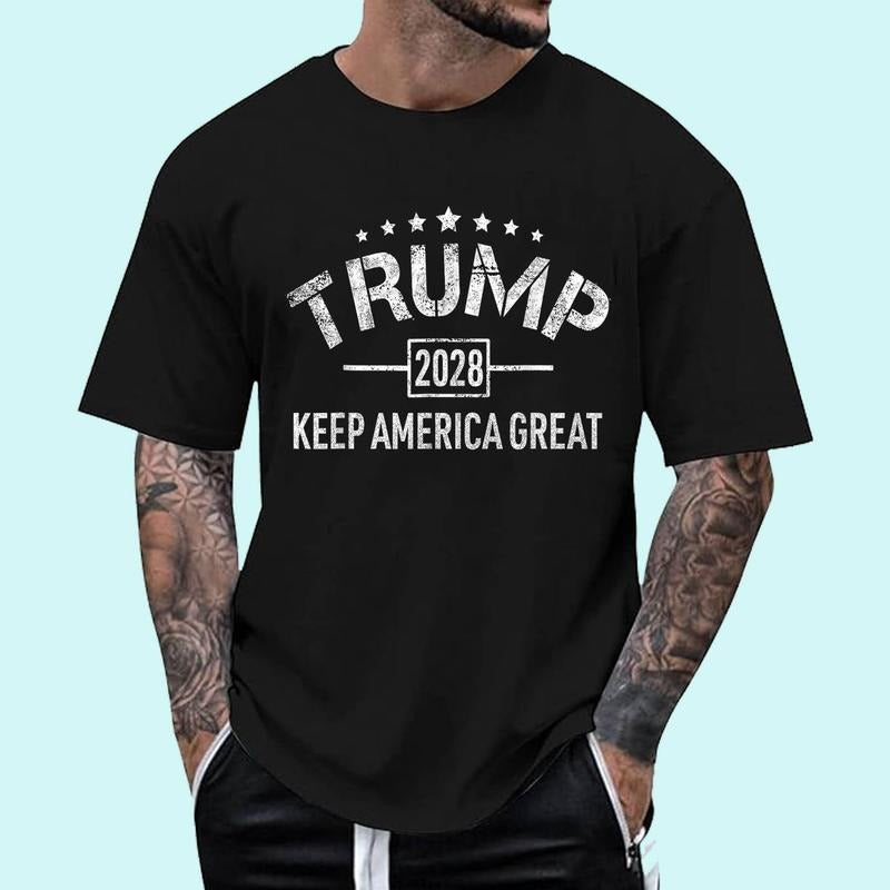 [Unisex Cotton] Donald Trump 2028 Keep America Great 4th Of July Election T-Shirt , Short Sleeve, Top Unisex Hoodie,...