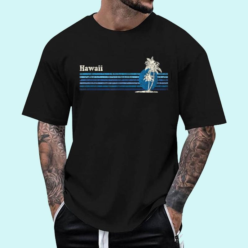 [Unisex Cotton Shirt] Hawaiian T-Shirt Vintage 80s Palm Trees Sunset Tee T-Shirt Hoodie, Sweatshirt | TeeBloomCo.com