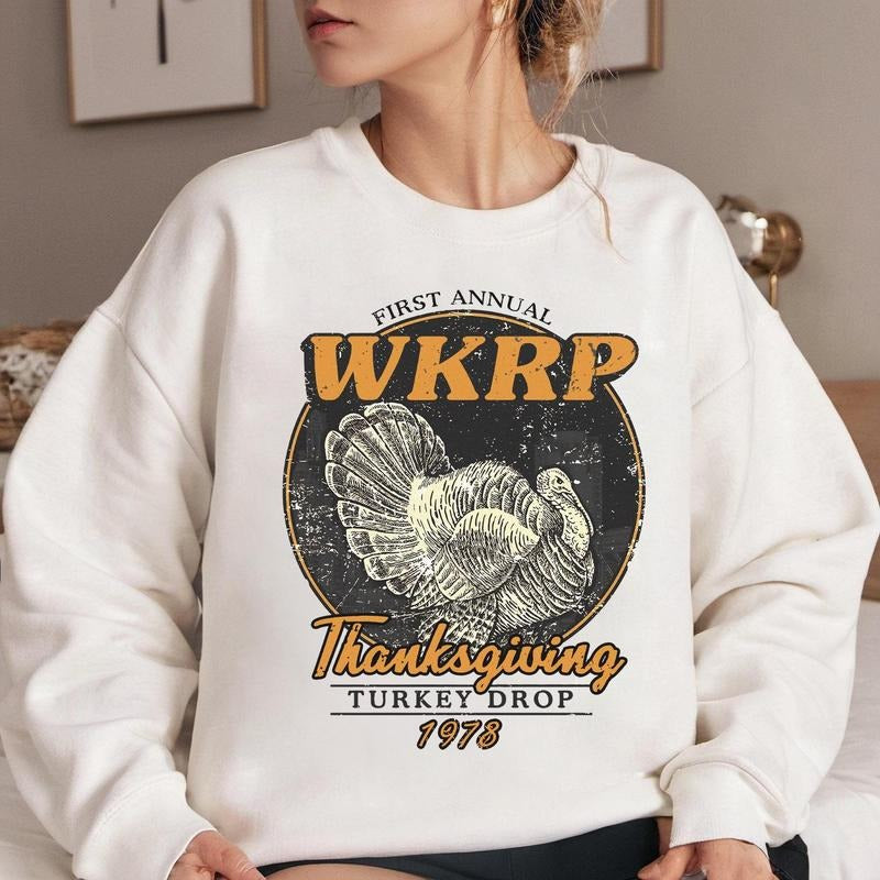 Unisex First Annual Thanksgiving Day Sweatshirt T-Shirt with Turkey Fall Long Sleeves