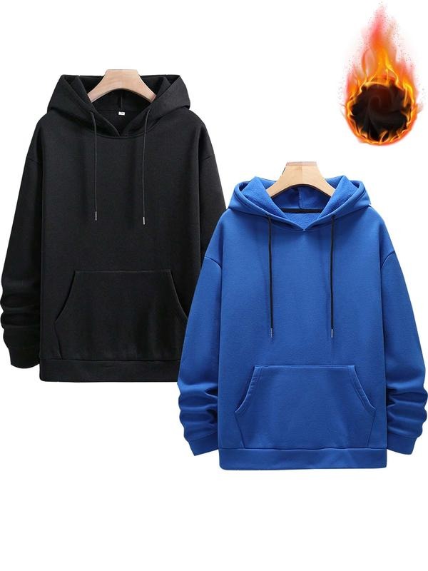 Unisex Men's Plain Drop Shoulder Drawstring Essentials Hoodie, Loose Casual Pocket Hooded Sweatshirt for Fall & Winter,...