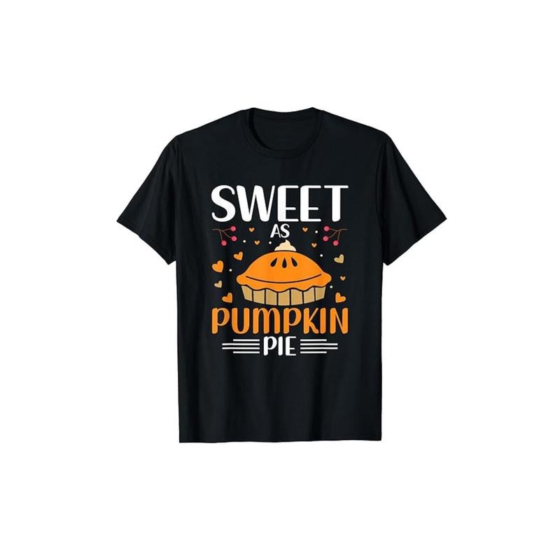 Unisex Sweet As Pumpkin Pie Graphic T-Shirt, 100% Cotton, Casual Crew Neck, Slight Stretch, All-Season Knit Fabric,...