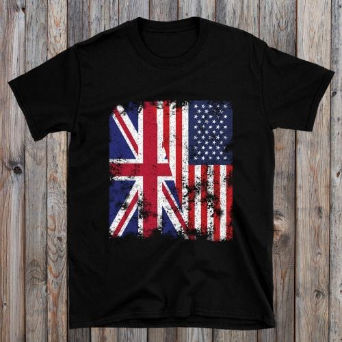 United Kingdom USA Flag - Half American T-Shirt made in usa Hoodie, Sweatshirt | TeeBloomCo.com