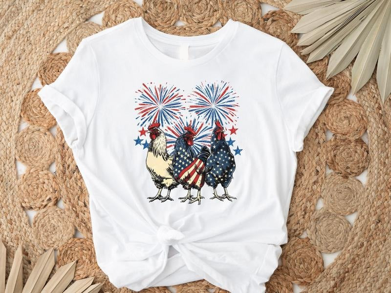 Usa Fourth Of July Shirt America Chicken Shirt Usa Flag Shirt Memorial Day Shirt 4th Of July Shirt Republican TK43GN...