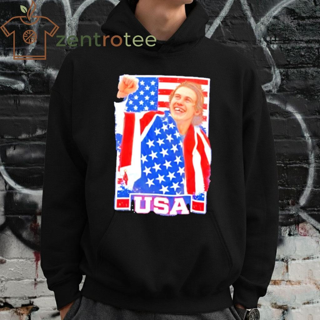 Usa Gold Hockey Jack Hughes Patriotic Hockey lost teeth win tee