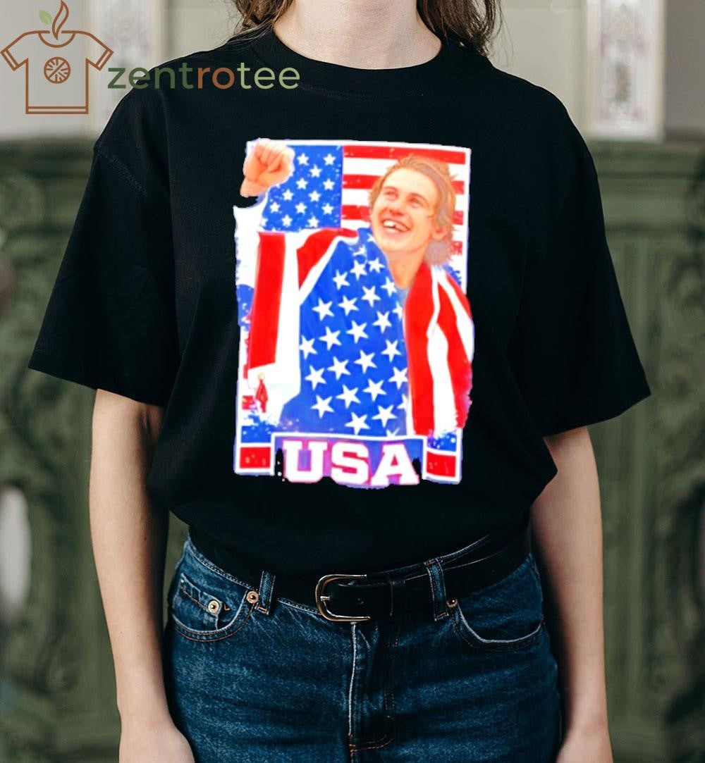 Usa Gold Hockey Jack Hughes Patriotic Hockey lost teeth win tee